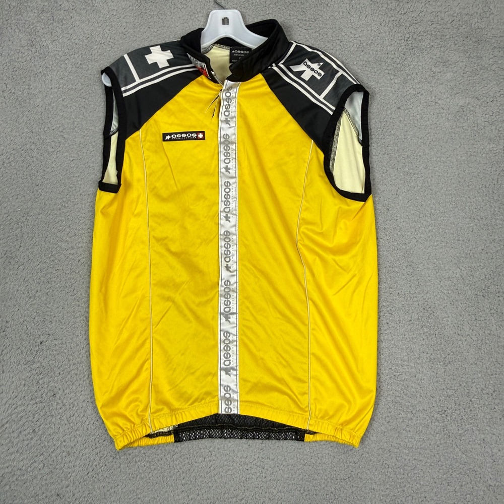 Assos of Switzerland Air Block Cycling Vest Yellow Black Mens Large Full Zip